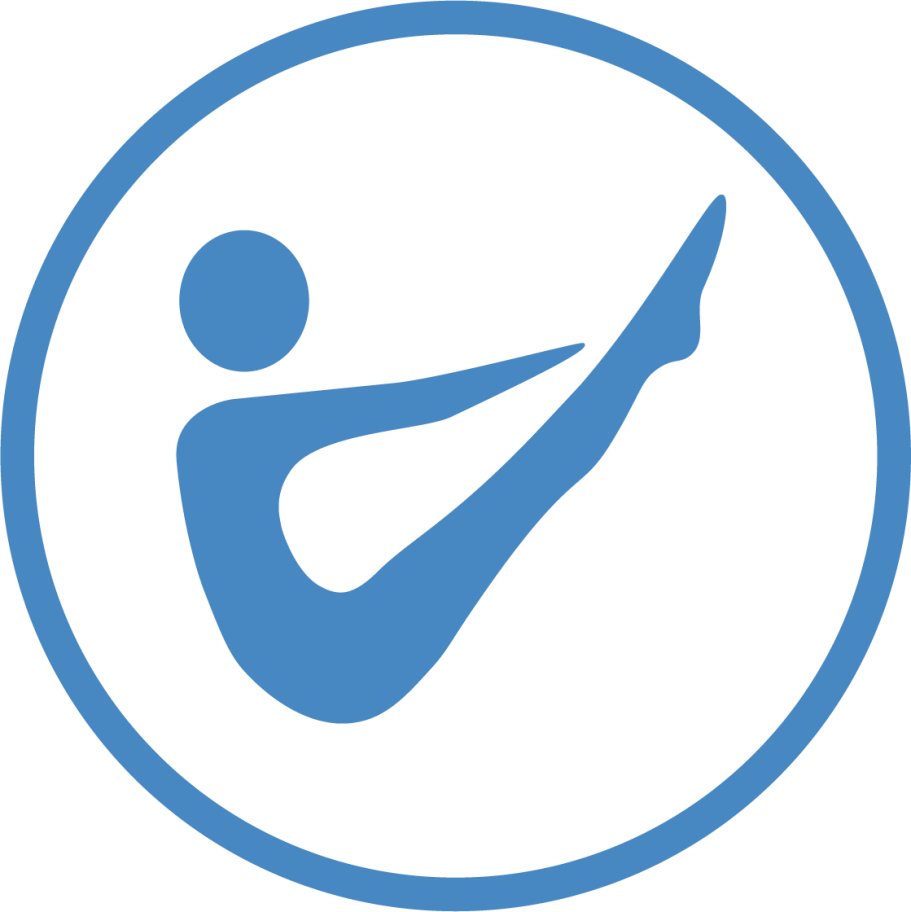 Logo_Physiopunkt Erlangen, eine stilisierte Pilates-Teaserfigur in einem Punkt